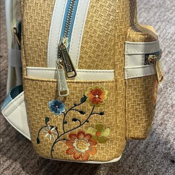 Loungefly Disney Minnie Mouse Raffia Floral Ears Mini Backpack - Picture 3 of 6